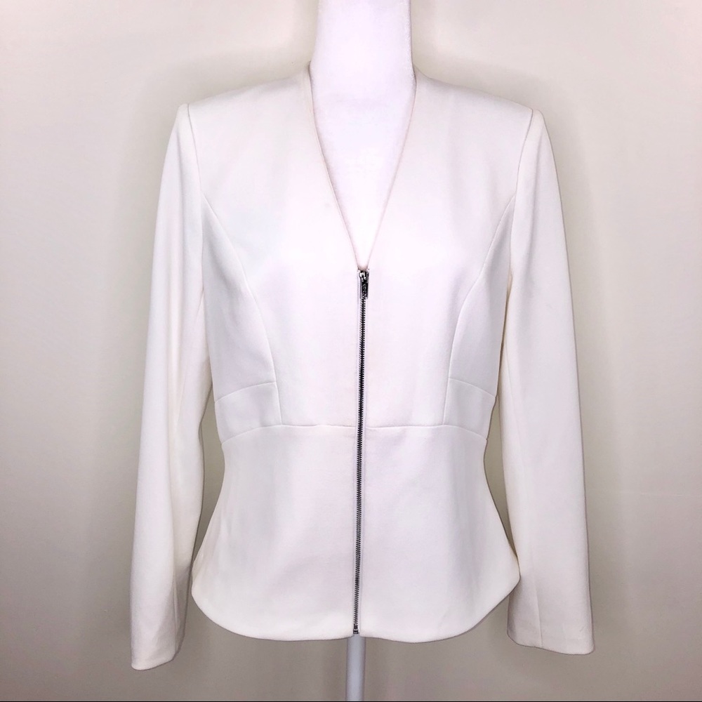 Calvin Klein White Zip Up Blazer